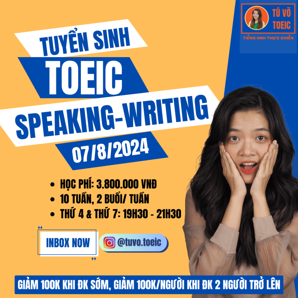 Poster tuyển sinh toeic Speaking Writing cho thạc sĩ