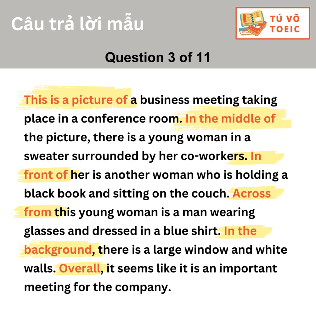 TOEIC Speaking Question 3: gợi ý câu trả lời mẫu phần mô tả tranh