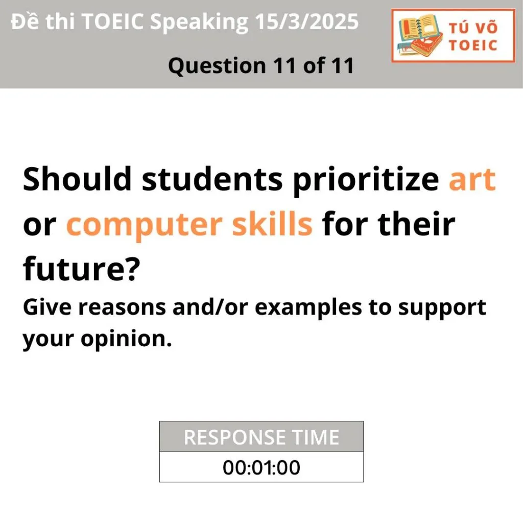 Giải đề TOEIC Speaking 15.3.2025
