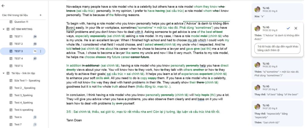 Đề thi TOEIC Writing mẫu chấm điểm